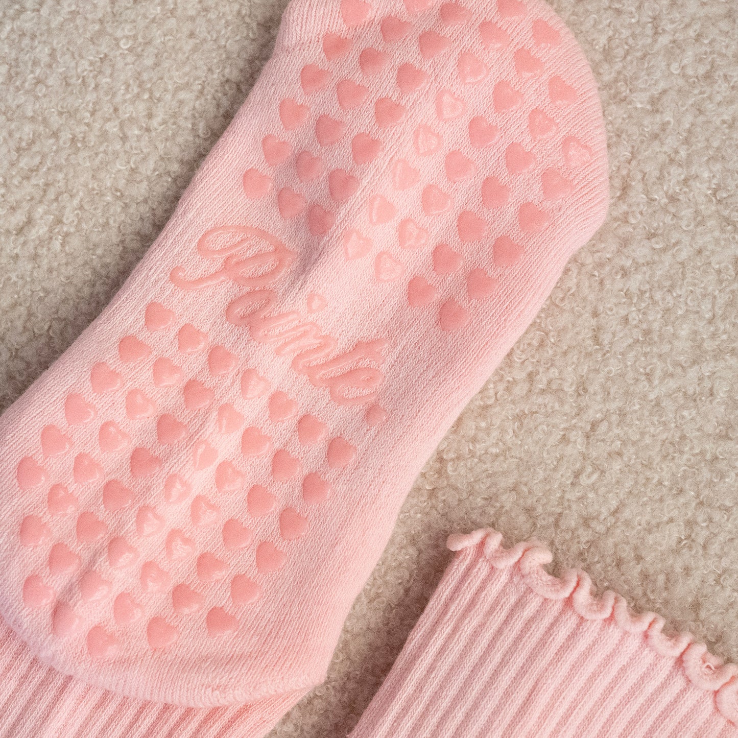 Pink Barbz Ruffle Crew Grip Socks