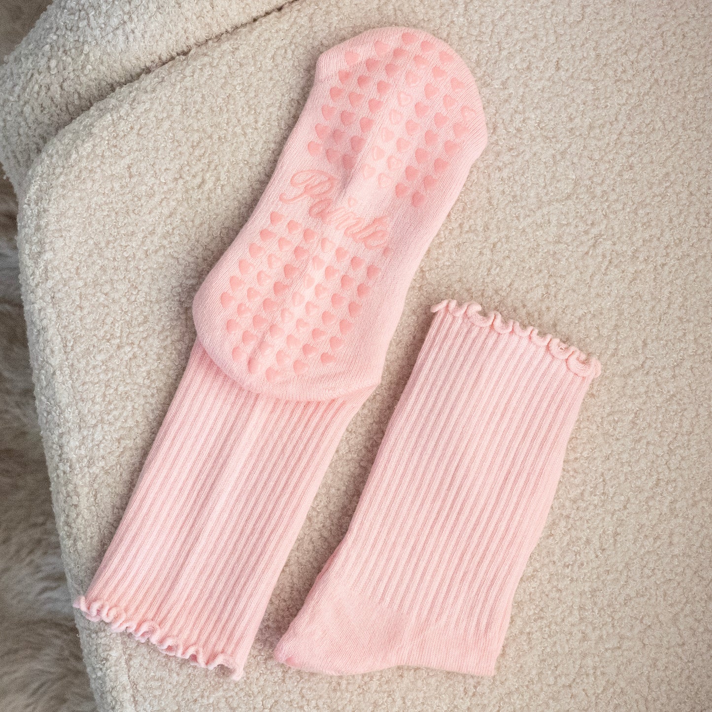 Pink Barbz Ruffle Crew Grip Socks