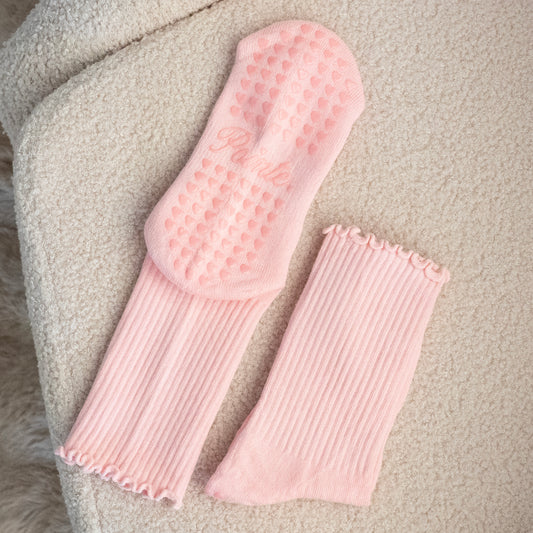 Pink Barbz Ruffle Crew Grip Socks